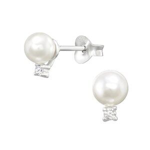 Sterling Silver Cubic Zirconia Pearl Stud Earrings​